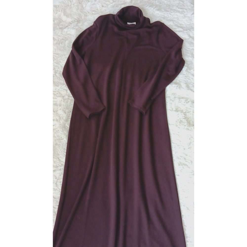 Pure Jill Luxe Tencel Long Sleeve Cowl Neck Maxi Dress Burgundy Size M New